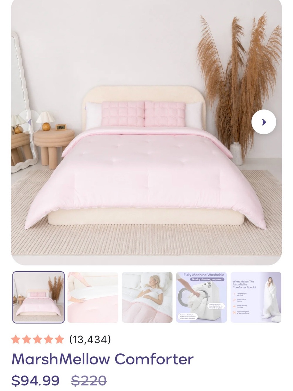 MarshMellow Pink Comforter – Soft Lightweight Bed Comforter